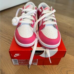 Nike Kids Dunk Low size 12 new in box Pink and White
